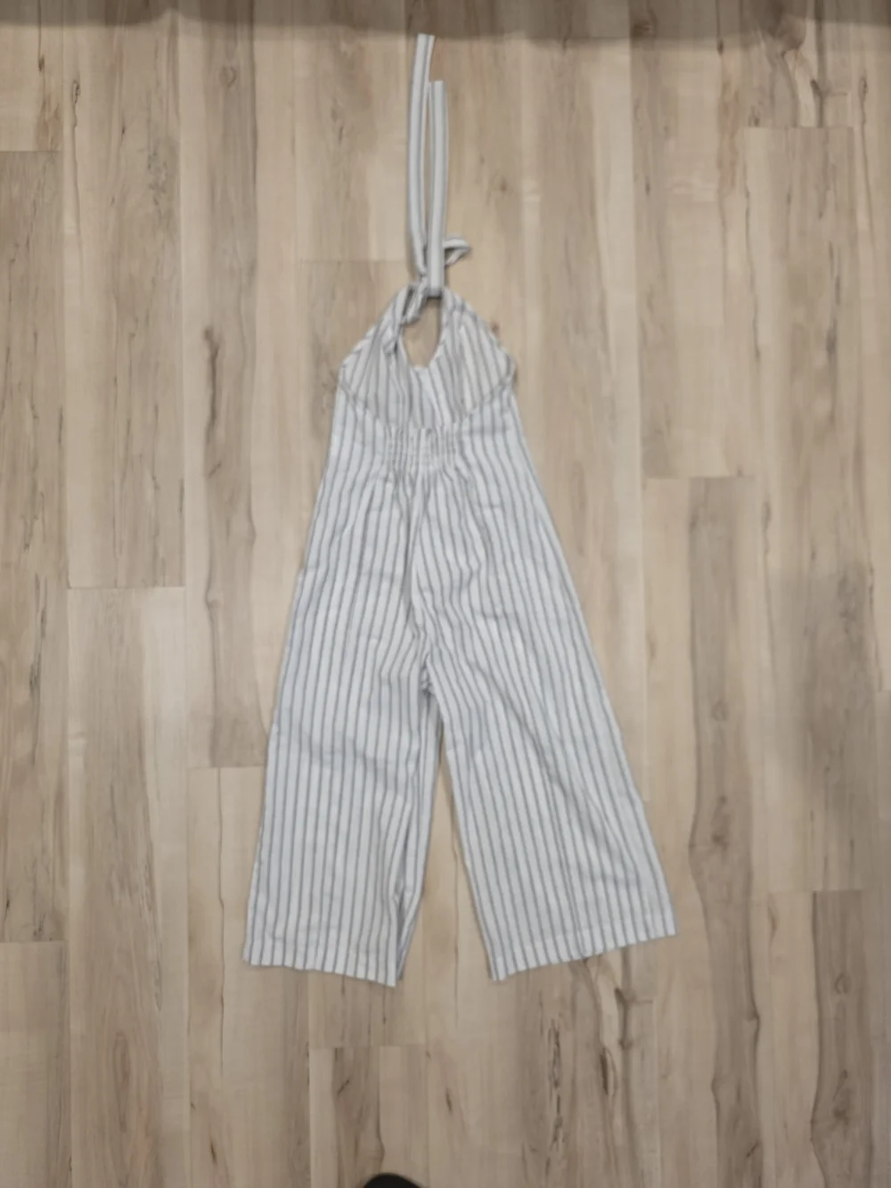 Emory Park Striped Halter Wide-Leg Jumpsuit — White & Navy